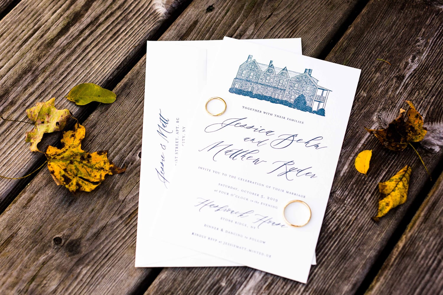 Wedding invitation for Hasbrouck House fall wedding