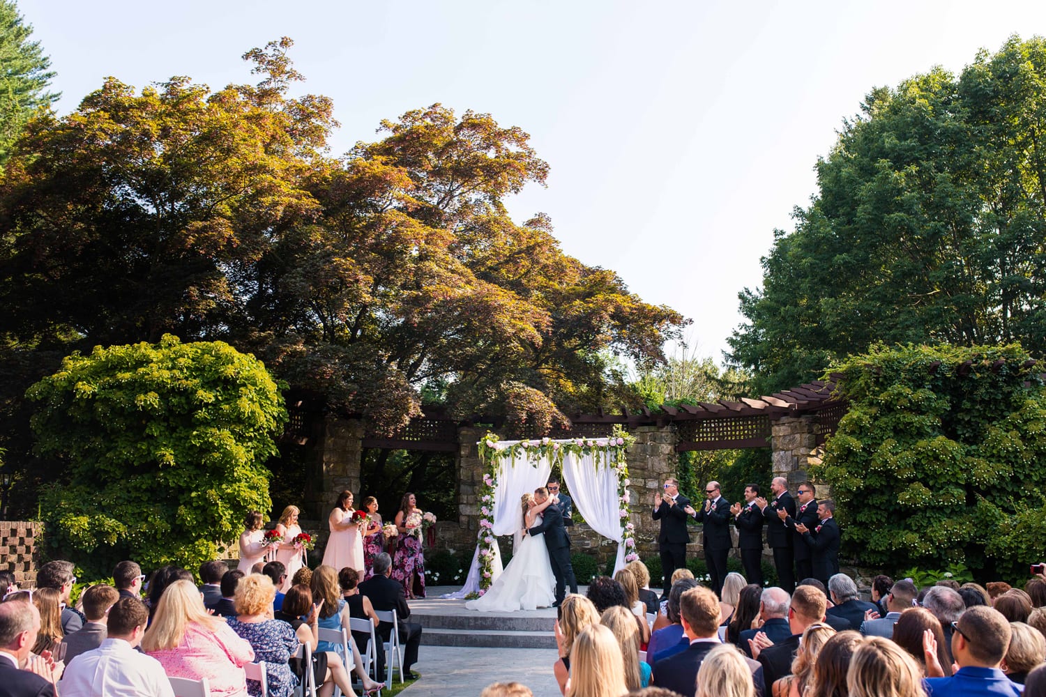 Outdoor wedding ceremony at Le Chateau in South Salem, NY