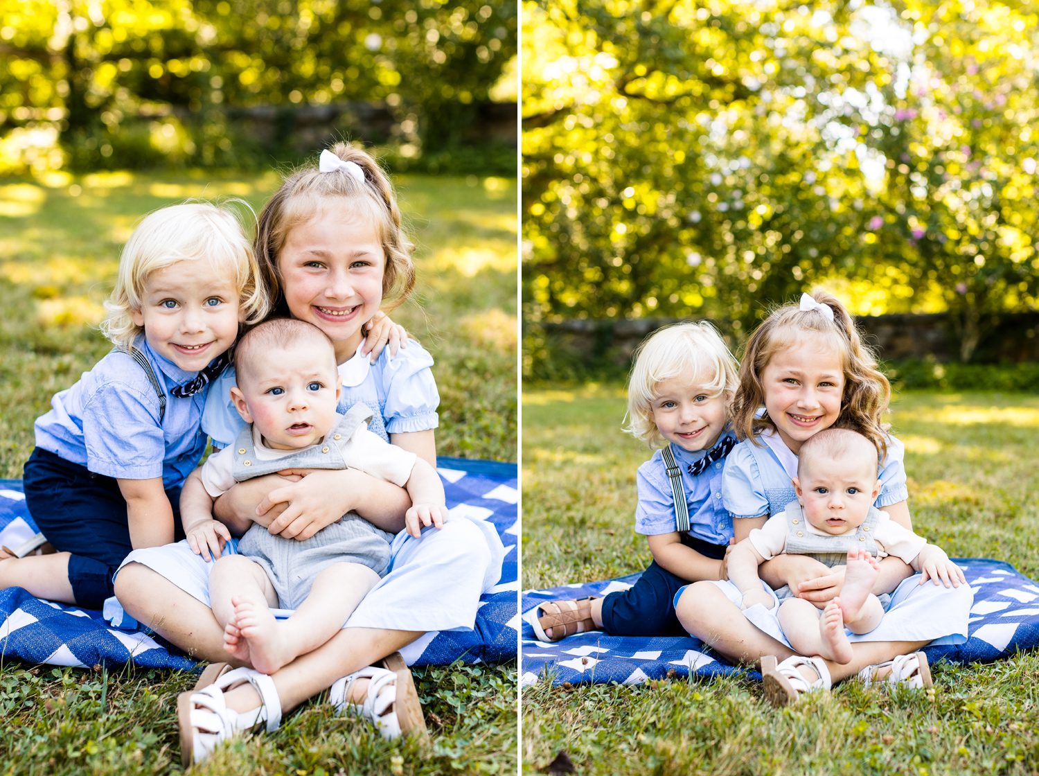 Photos of siblings during family photo session